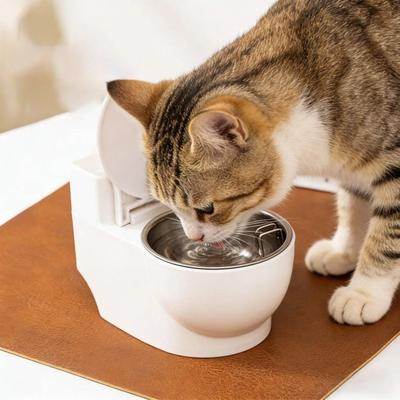 Ciotola Acqua Gatto WC Ciotola Divertente per Animali a Forma di WC Ciotola in Acciaio Inossidabile Erogatore d'Acqua Ciotola Esilarante Attira il Tuo Gatto a Bere Più Acqua