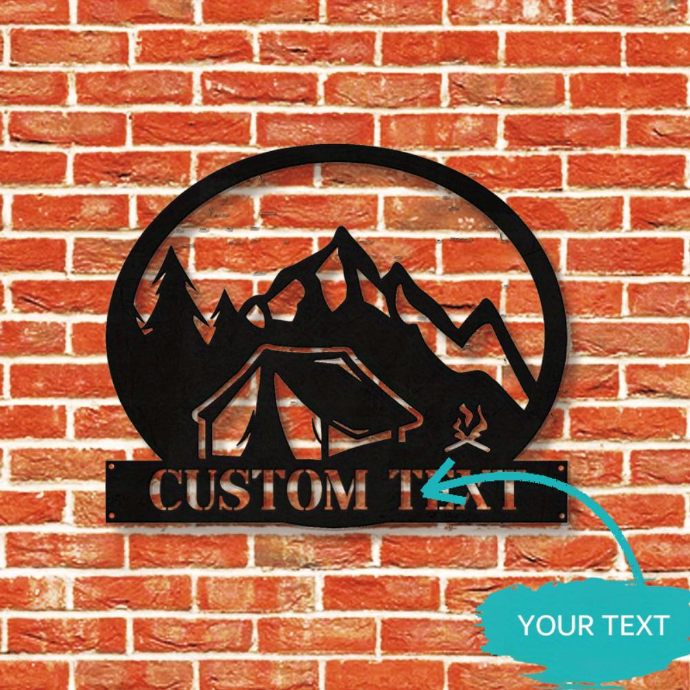 Personalized Metal Camping Sign Custom Text Fire Pit Area Multi Functional Outdoor Wall Mounted Decor Plaque