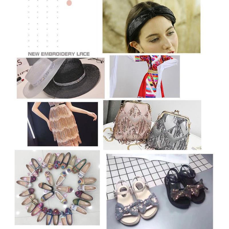 10 Yards Ethnic Style Embroidery Lace Accessories Clothing Shoes and Hats Bag Curtain DIY Decorative Webbing Gold Thread Sequins