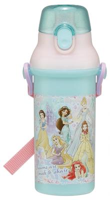Skater Plastic Water Bottle 480ml One Push Antibacterial Child Friendly Lightweight Antibacterial Treatment Made In Japan Disney Princess 25