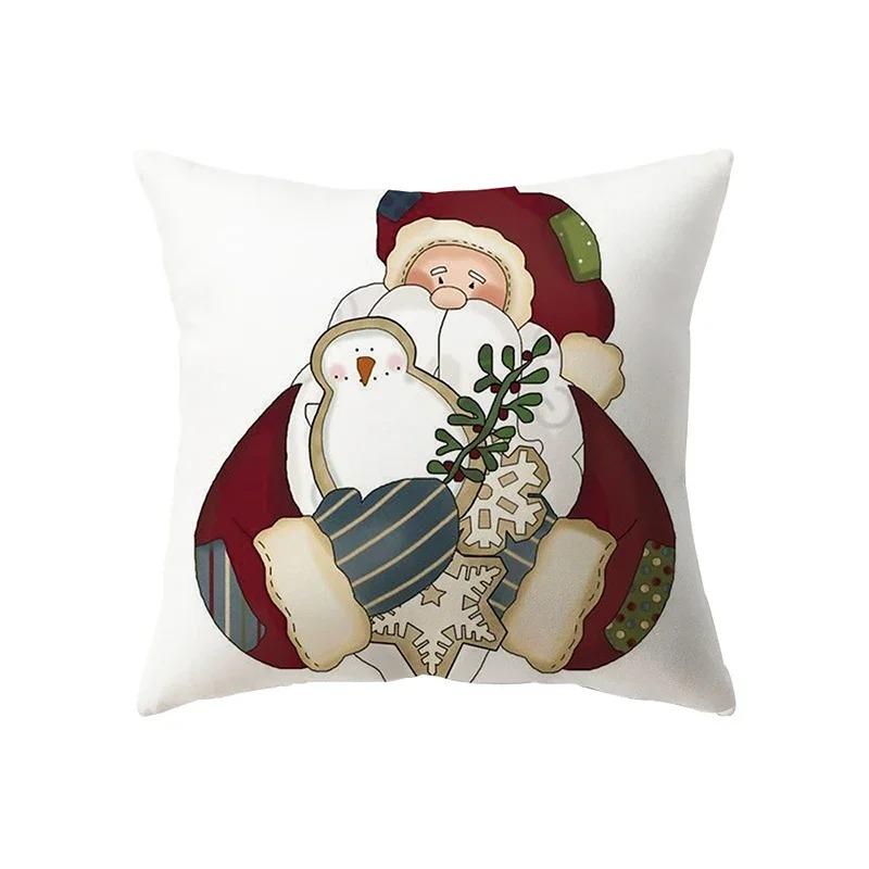 Cute Santa Claus Merry Christmas Printed Pattern Cushion Cover Home Living Room Sofa Decoration Polyester Pillow