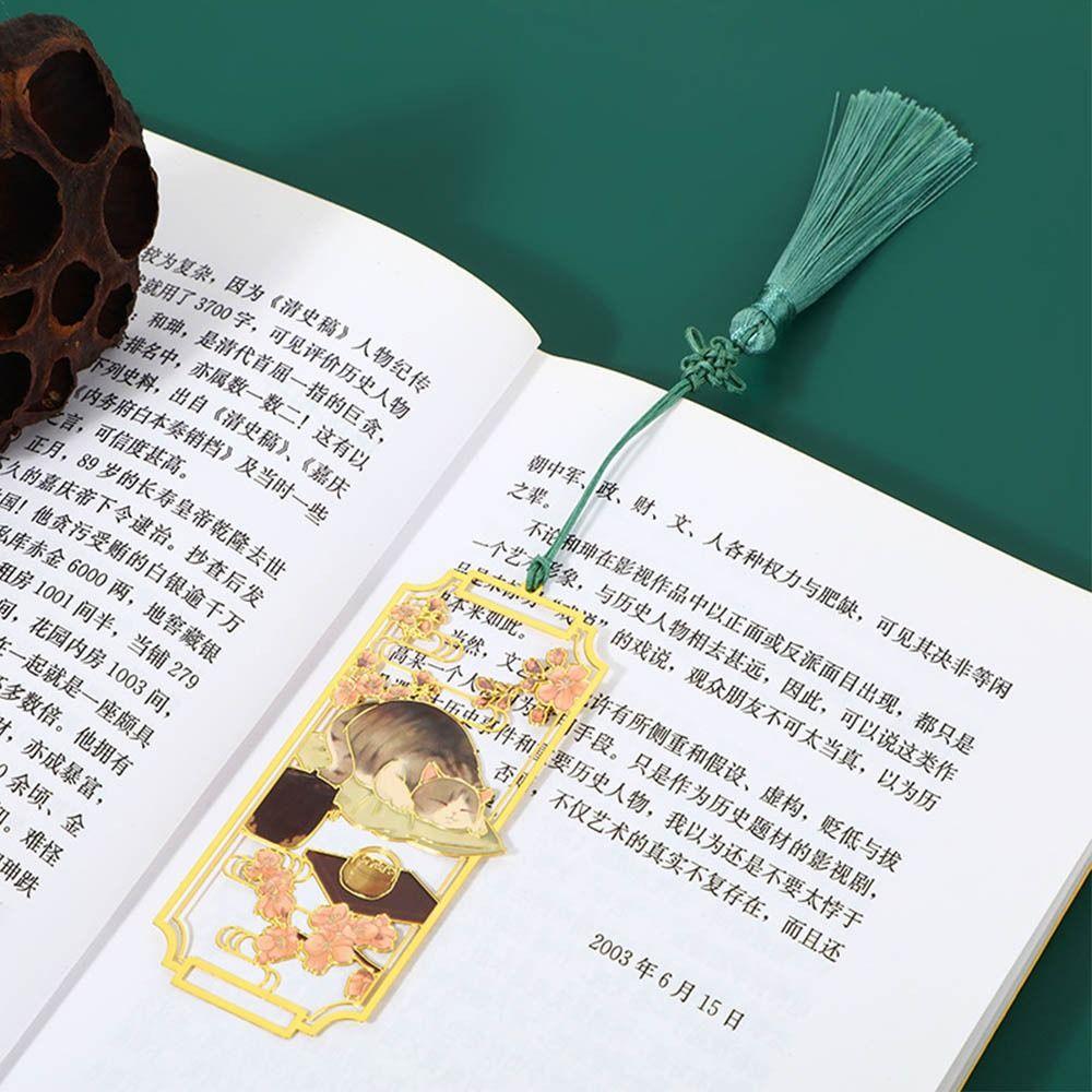 Tassel Brass Bookmark Painted Pagination Mark Retro Book Clip  School Office Supplies