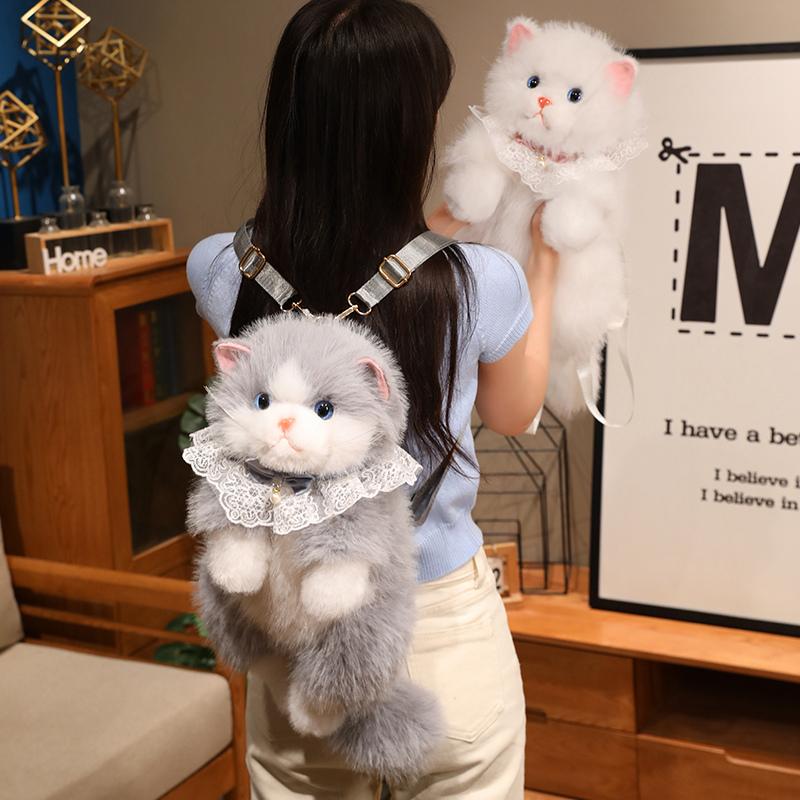 Simulationslätzchen Stoffpuppe Katze Plüschtier Niedliches Kuscheltier Realistische Kätzchenpuppe Baby Schlafkissen Weiches Kinderspielzeug für Mädchen Geschenk
