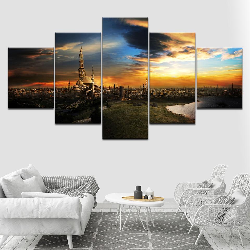 

Sunset country landscape 5 Piece HD Wallpapers Art Canvas Print modern Poster Modular art painting for living room Home Decor 20x35 20x45 20x55cm