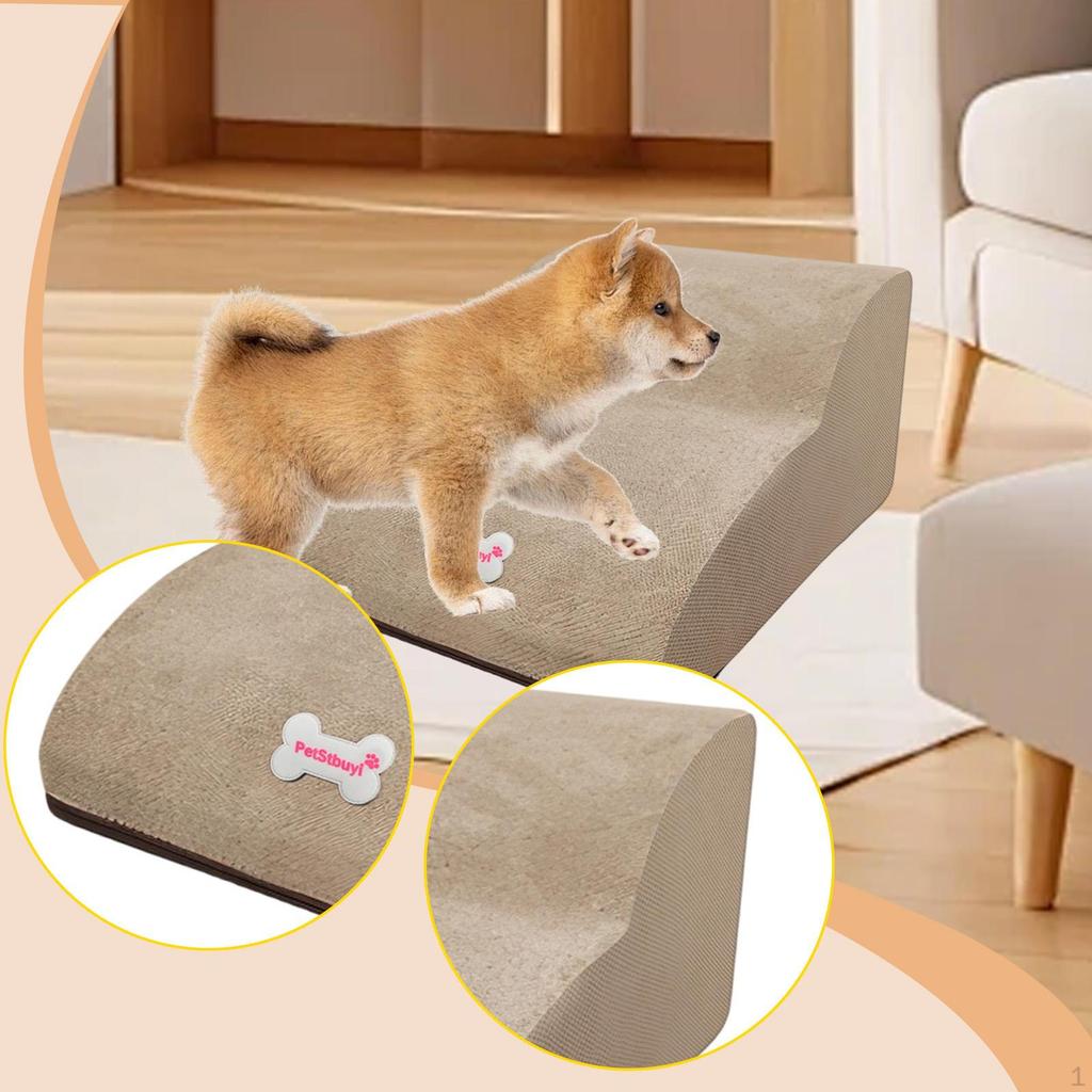 2 Step Dog Stairs Slope Stair Anti Slip Comfortable Removable Cover Multipurpose Gentle