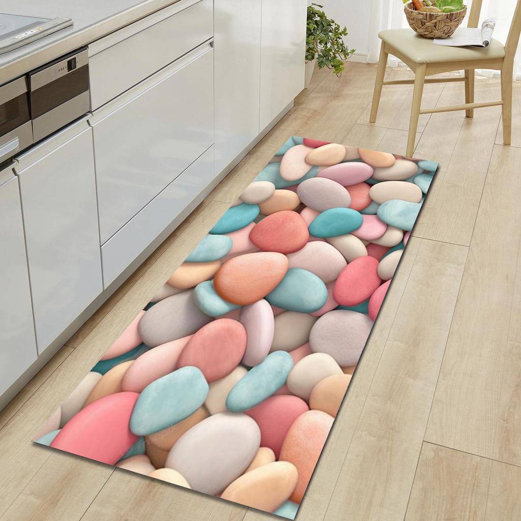 1Pcs Pebble Pattern Floor Mat Modern Kitchen Polyester Rug Non-Slip Colorful Indoor Carpet, For Home Bathroom Bedroom Living Room Decor