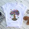 Unisexs Butterfly Tree Print Harajuku TShirt Round Neck Top Short Sleeve Casual Summer Tee ShirtDrop Ship