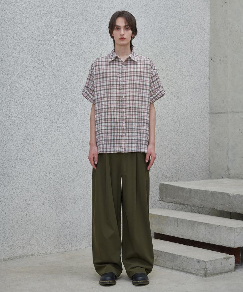 Good Life Works Double-Pleat Wide Nylon Pants Khaki