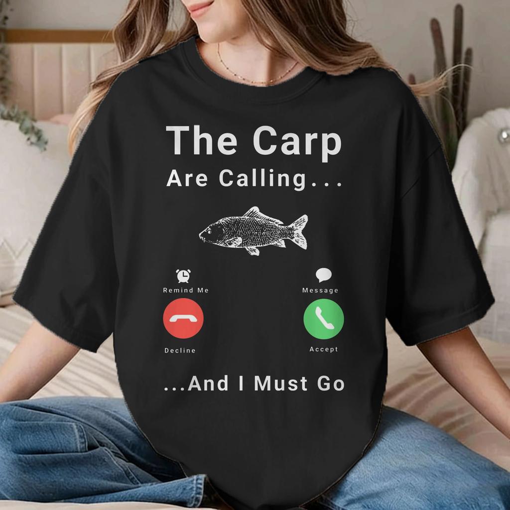 Fishing is Calling Unisex Unisexs T Shirt FisherUnisex Fish Creative Tee Shirt Crew Neck TShirts Cotton Plus Size Clothes
