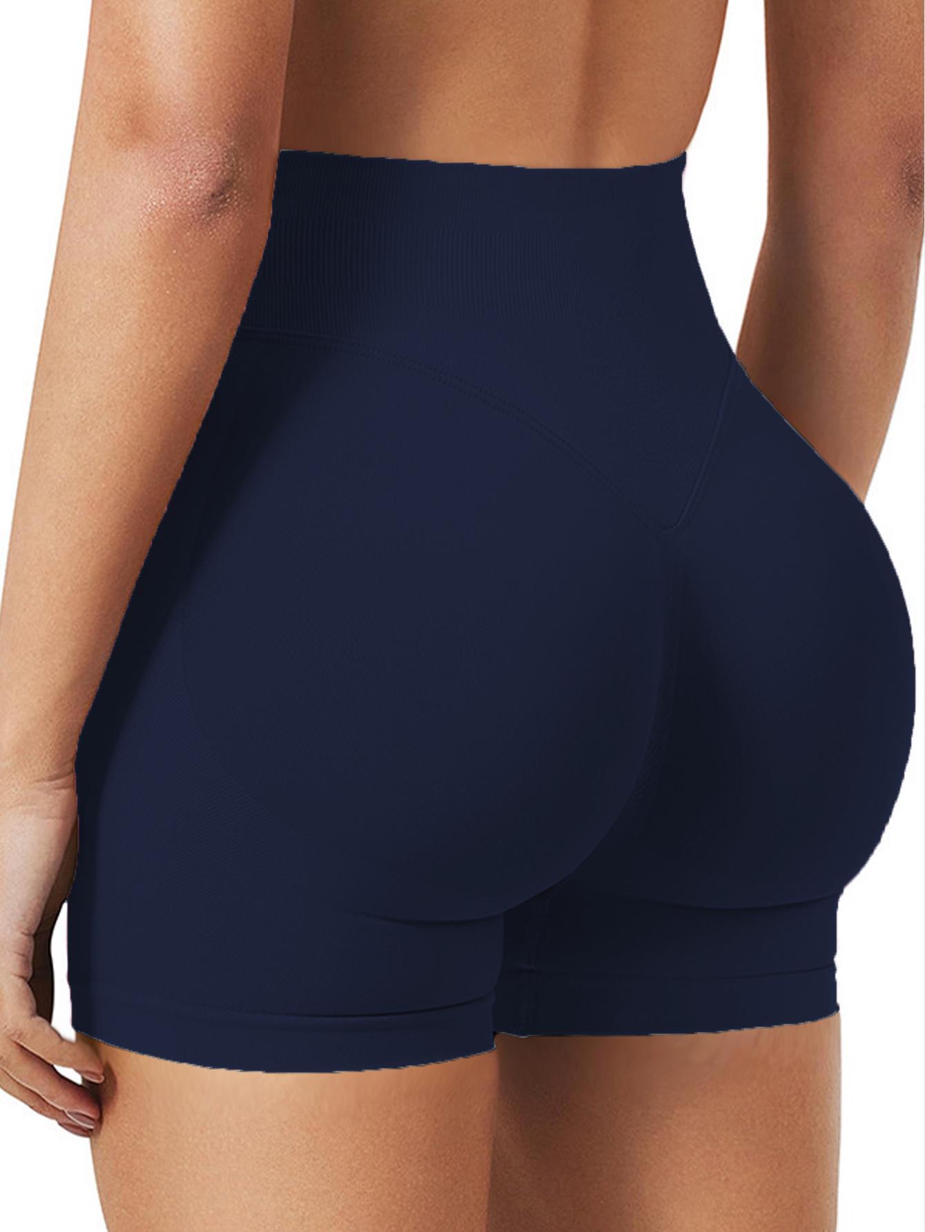 

Европейские и американские бесшовные шорты для йоги с высокой талией для женщин - Подтягивающие бедра, не скручивающиеся, идеально подходят для фитнеса на открытом воздухе и бега Large темно-синий