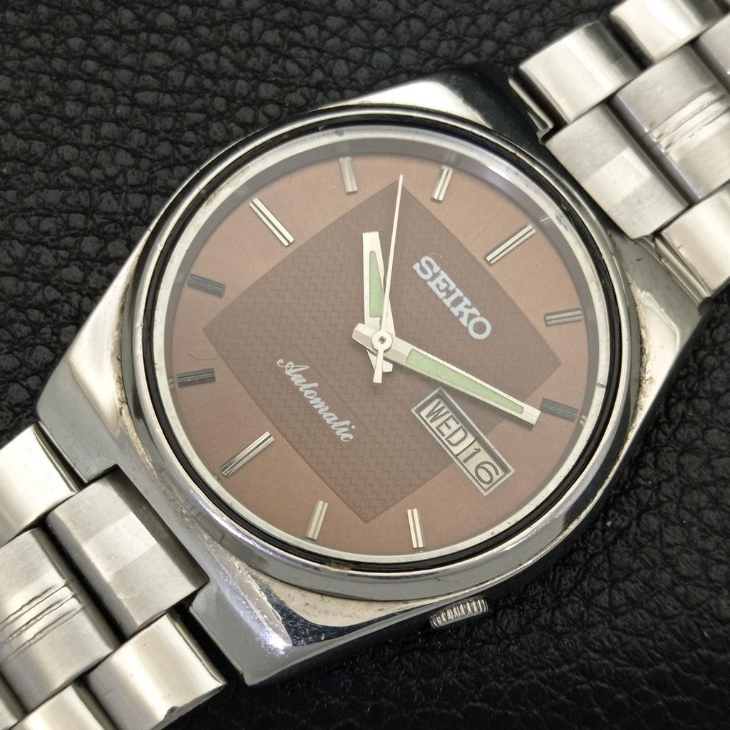 GENUINE VINTAGE SEIKO AUTOMATIC 7009A JAPAN MENS BROWN DIAL WATCH A701596-5