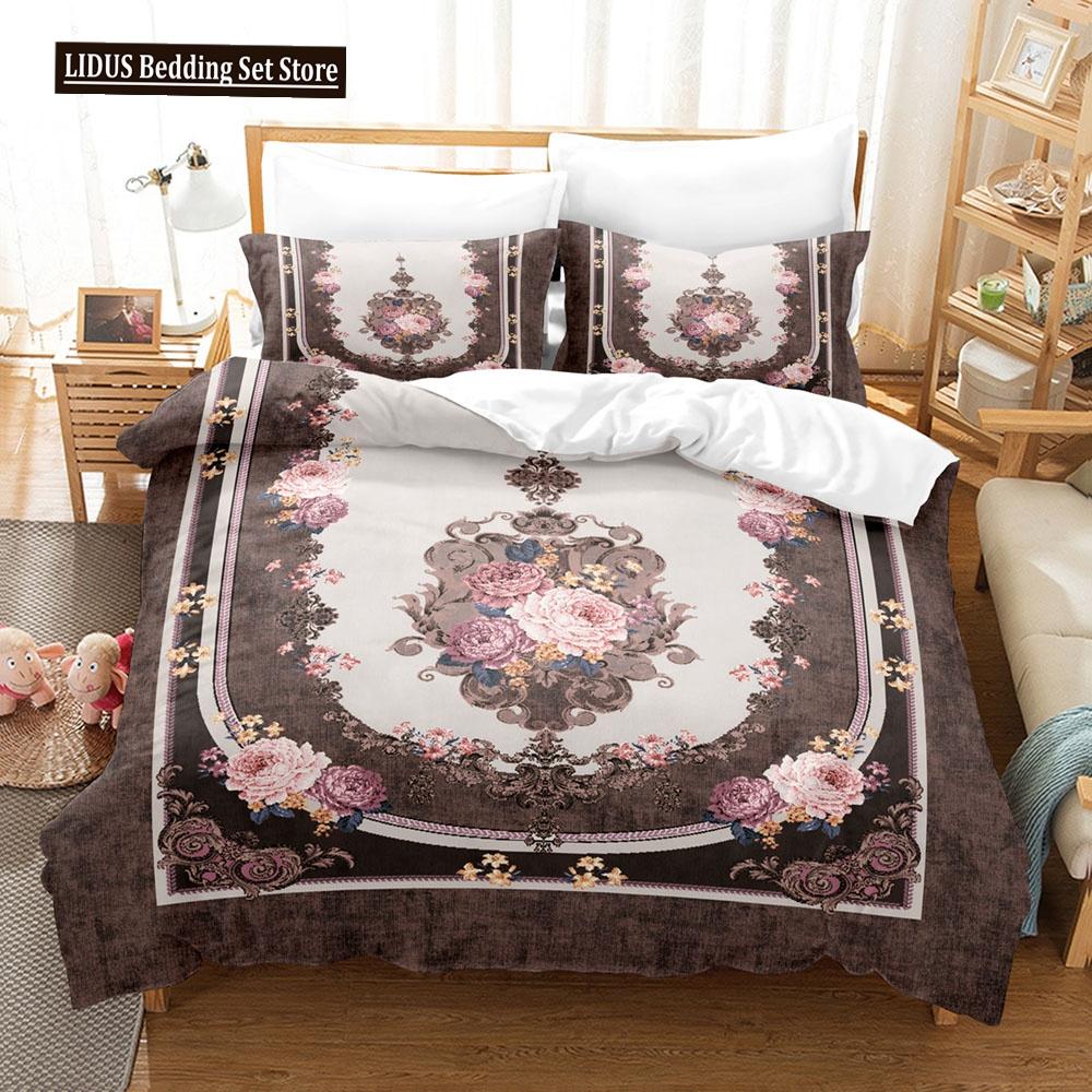 Flower Duvet Cover Set Colourful Flower 3D Print King Queen Full Size Polyester Comforter Cover With Pillowcases For Girl Kid
