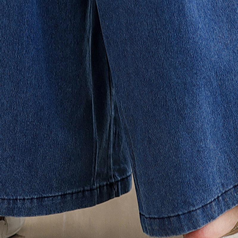 2025 Summer Thin Denim Splicing Denim Pants Female Casual Vintage Loose Women's Wide Leg Pants Fashion Straight Pants