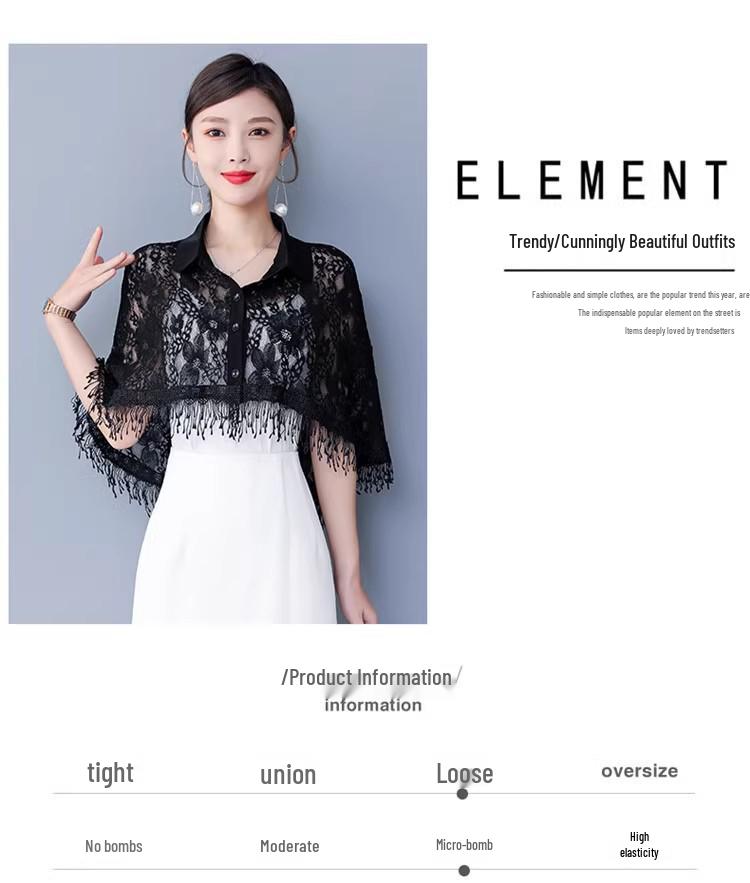 Retro Embroidered Lace Cheongsam Cape Shawl Cardigan with Tassels