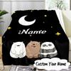 Custom Name Brown Bear Heart Love  Blanket  Ideal Bedding Blanket Perfect for Travel, Camping, Living Rooms, Offices, Sofas, Fan Christmas gift
