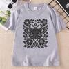 Boho Cottagecore T Shirts Moth Block Print Tshirt Unisex Short Sleeve Tshirt Casual Round Neck Tees Streetwear