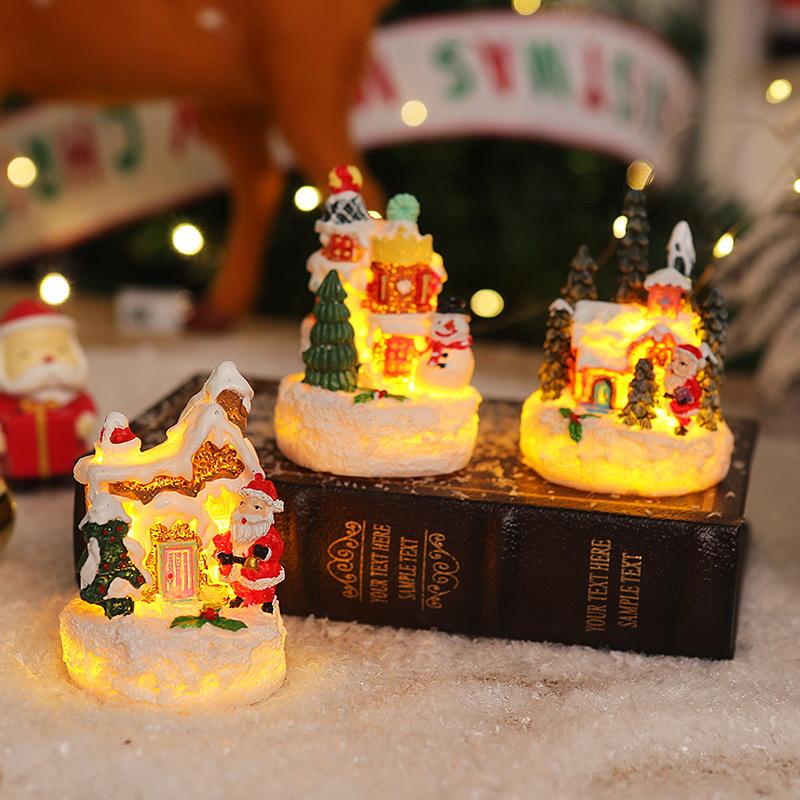 Christmas resin gingerbread house small house Santa Claus snowman micro landscape resin ornaments Christmas decorations ornaments