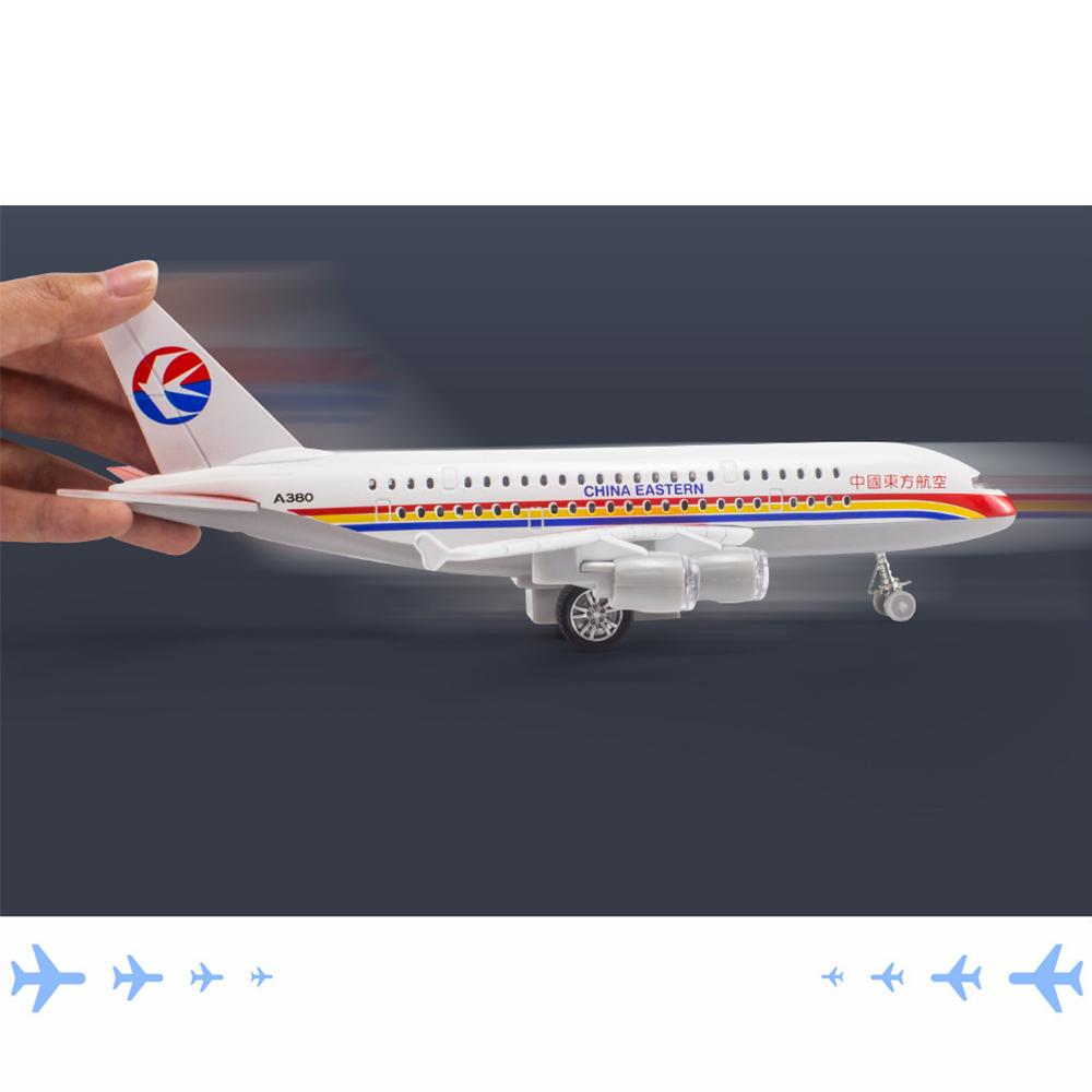 Children's Pressure Molten Metal Toy Airplane, 10-inch Original A380 Model, Audio-visual Simulation Airplane, Gift