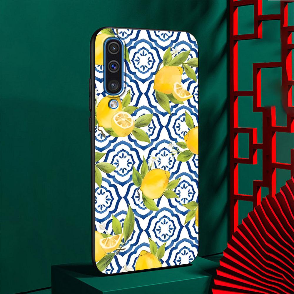 Mediterranean Lemon Case for Samsung Galaxy A10s A50 A50s A02s A03s A20 A30 A20e A70 A70s A20s A30s A10 TPU Black Phone Cover