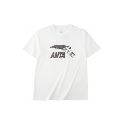 Anta SS22 Bokstavtrykk Casual Sport Kort Ermet T-skjorte Unisex Topper Hvit 952228157-2