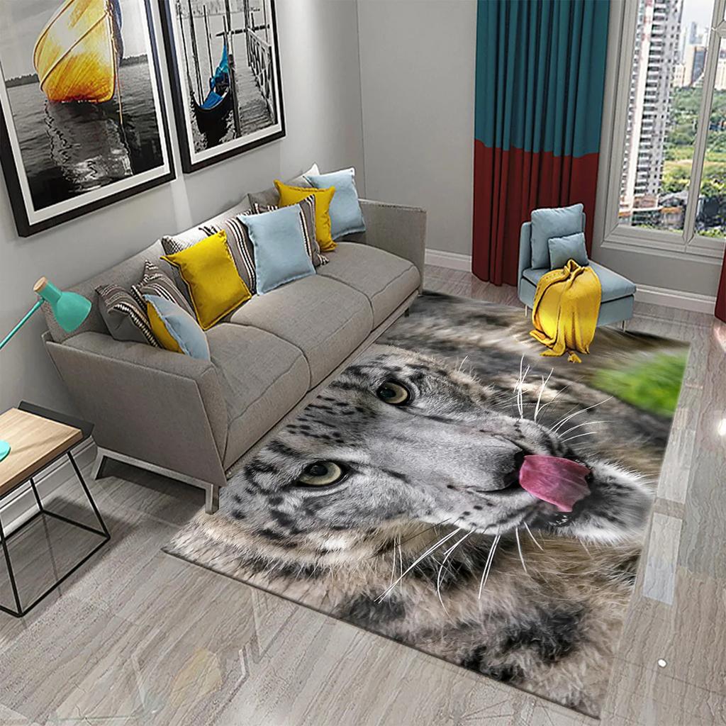 3D Leopardenteppich für Schlafzimmerteppich Rutschfester Teppich Bodenmatte Wohnzimmer Bodenbereichsmatten Küchenteppich Bettvorleger Heimdekoration
