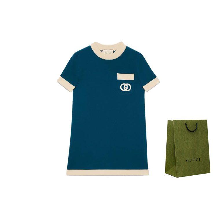Gucci Short Sleeved Dress Women's Blue 606015-XKA4A-4492