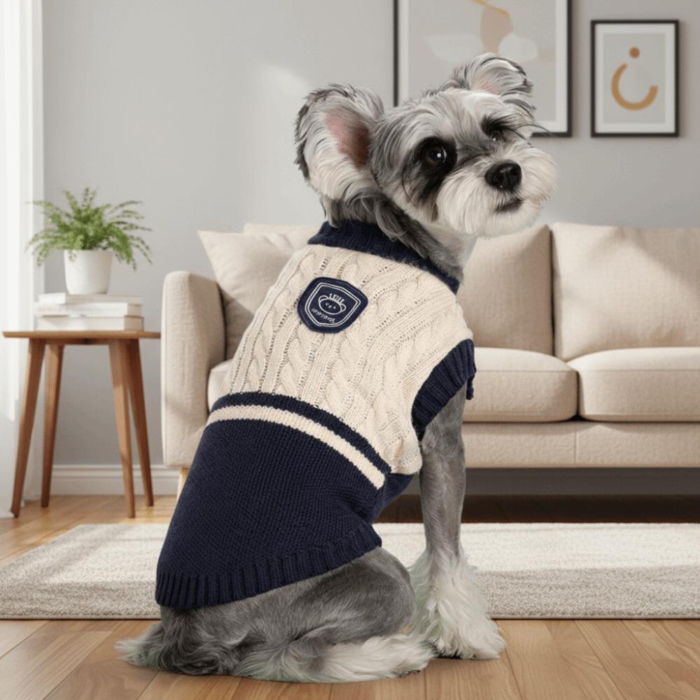 Round Neck Dog Warm Sweater College Style Dog Hoodie Casual Pet Knitted Vest  Daily Wear