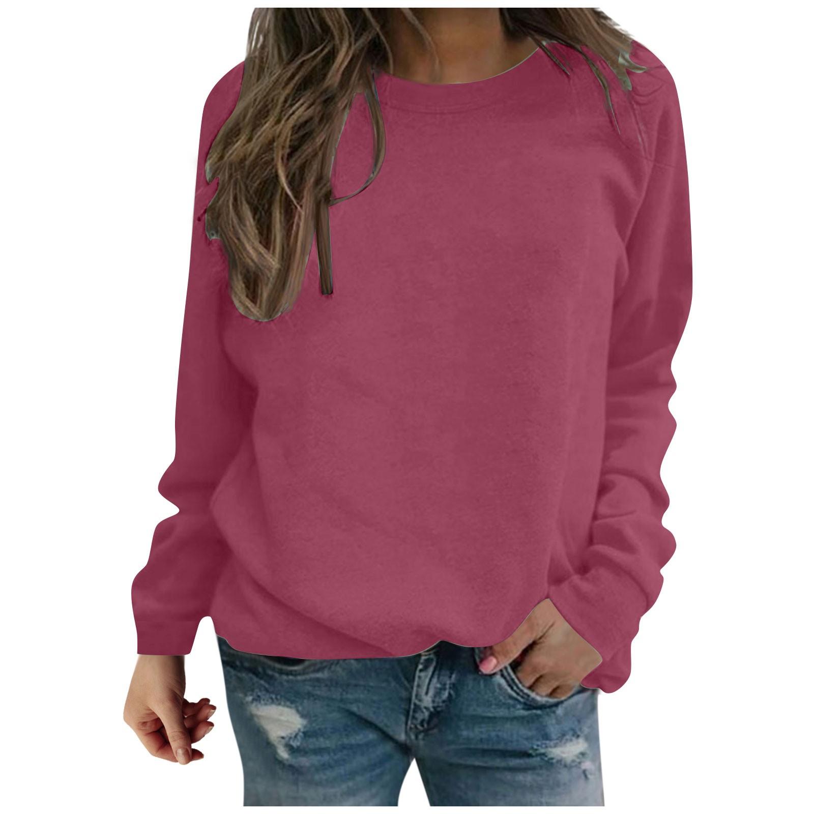 

Женские и зимние повседневные топы однотонные хлопковые теплые с длинным рукавом свободные свитера XXL красный