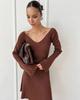 Off-Shoulder Long Sleeve Sweater Dress - Sexy Knit A-Line Short Skirt for Fall/Winter