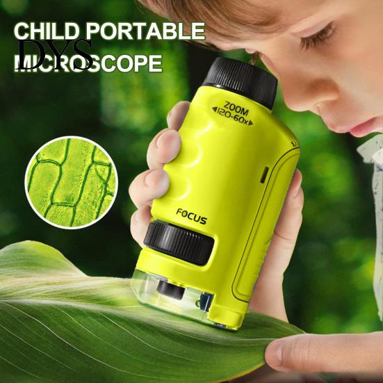 Portable Kids Microscope 1 Set Children's 60x-120x Magnification Science Exploration Tool For Children for School Outdoor Adventure Educational Toy