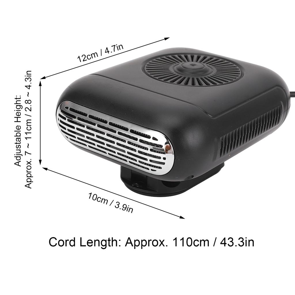 Car Heater Portable Electric Quiet Vehicle Small Space Thermostat 12V 360 Degree Adjustable 2 Level Temperature 12V Car Heater