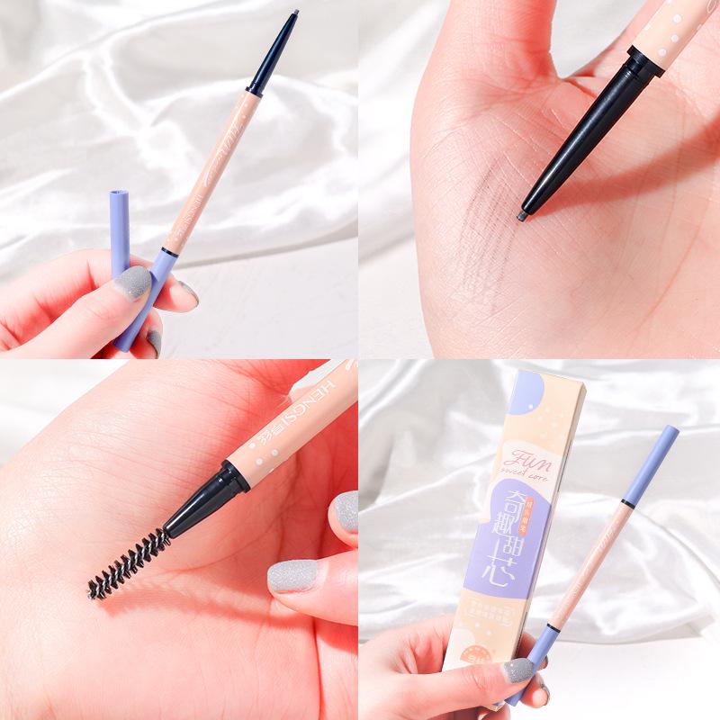 Henss Ultra-Fine Double-Ended Eyebrow Pencil - Waterproof, Sweatproof, Smudge-Proof, Colorfast, Natural, Super Fine.