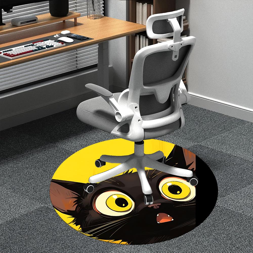 

1pc Cat Moon Office Round Area Rug, Indoor Mat Suitable ForOffice, Under Office Chairs Bedroom Living Room Home Decor, Room Deco q138 80cm by 80cm