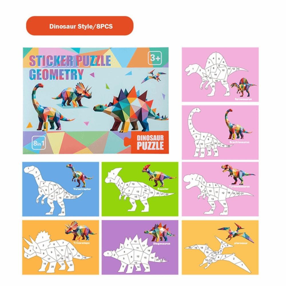 Funny Multicolor Geometric Sticker Puzzle Cartoon Interaction Game Diy Sticker Multi-Theme Kindergarden Collage Gift