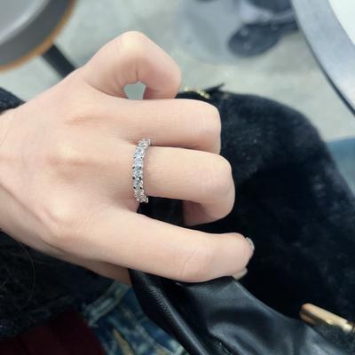 Studený Vietor Pokročilé Otváranie Vložený Štvorcový Trblietavý Zirkónový Prsteň Dámsky Trendy Dizajn Prsteň na Ukazovák