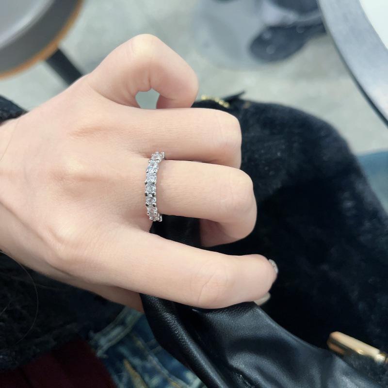 Cold Wind Advanced Opening Inlaid Square Flash Zirconium Ring Women'S Trendy Design Index Finger Ring