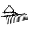 127 Cm Lanscape Rock Rake, 3-Point Tow Behind Landscape Rake with 17 Steel Tines, Fit Category 1 Tractors, Angle Adjustable, Heavy Duty Lawn