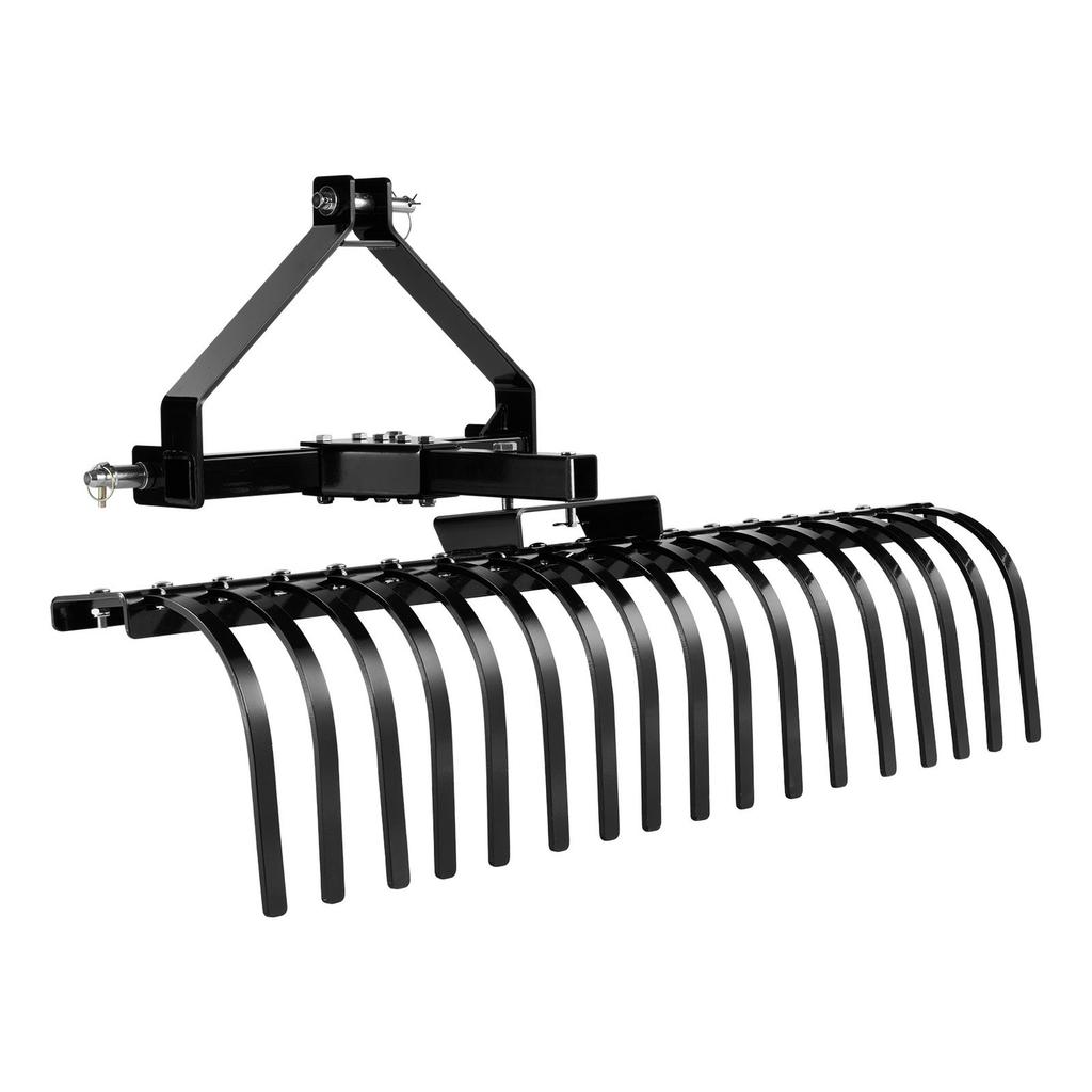127 Cm Lanscape Rock Rake, 3-Point Tow Behind Landscape Rake with 17 Steel Tines, Fit Category 1 Tractors, Angle Adjustable, Heavy Duty Lawn