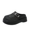 Baotou new woven one pedal 2025 Baotou half slippers thick-soled slippers hollow muffin retro cool slippers women