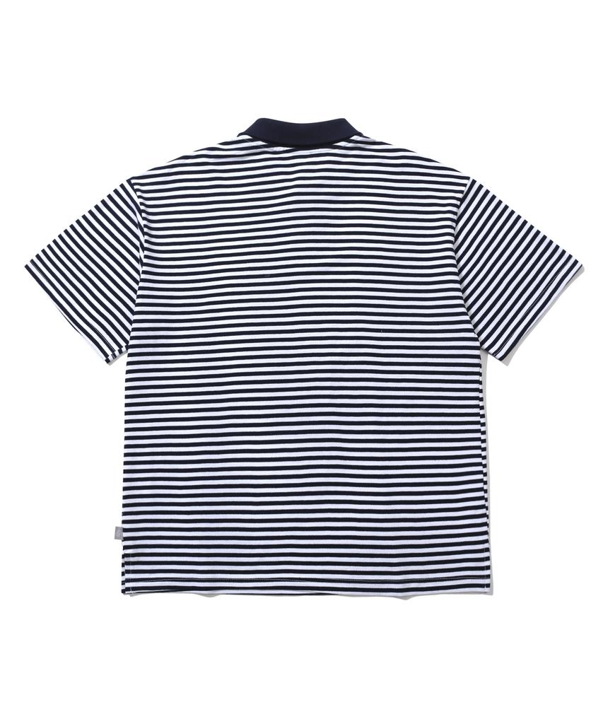 Sseochi410 Double Logo Stripe Polo Shirt Navy