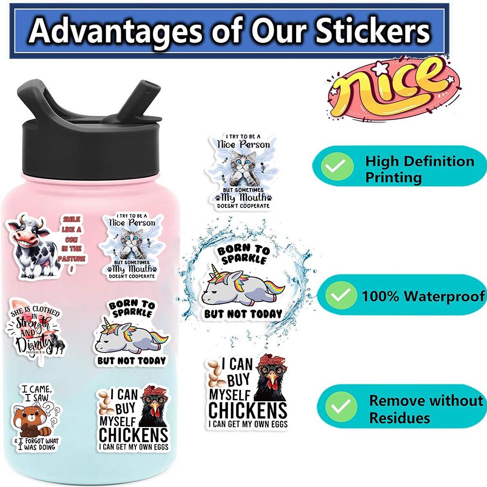 50 Funny Animal Quotes Graffiti Stickers Decorate Guitar Notebook Suitcase DIY Waterproof