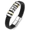 Classic Black Leather Wrap Bracelet for Men Metal Magnetic Clasp Fashion Bangle Bracelet Male Birthday Gift