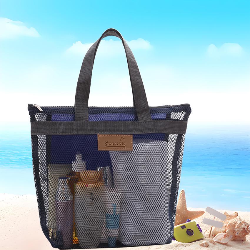 Zippered Multi-Pocket Mesh Beach, Makeup & Travel Toiletry Bag