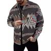 Men's Casual Printed Cotton Button-Down Jacket Long Sleeve Jacket Lapel Western Jacquard Jacket