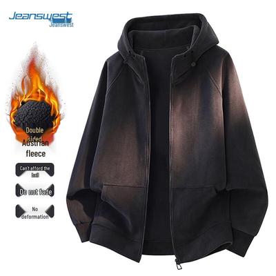 JEANSWEST Men's Sherpa Fleece Hooded Cardigan Jacket