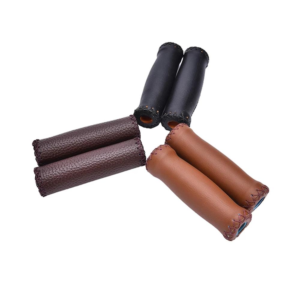 Cover Leather Bicycle Grips Retro Cycling Grip Bicycle Handlebar Grips Vintage Bicycle Grips