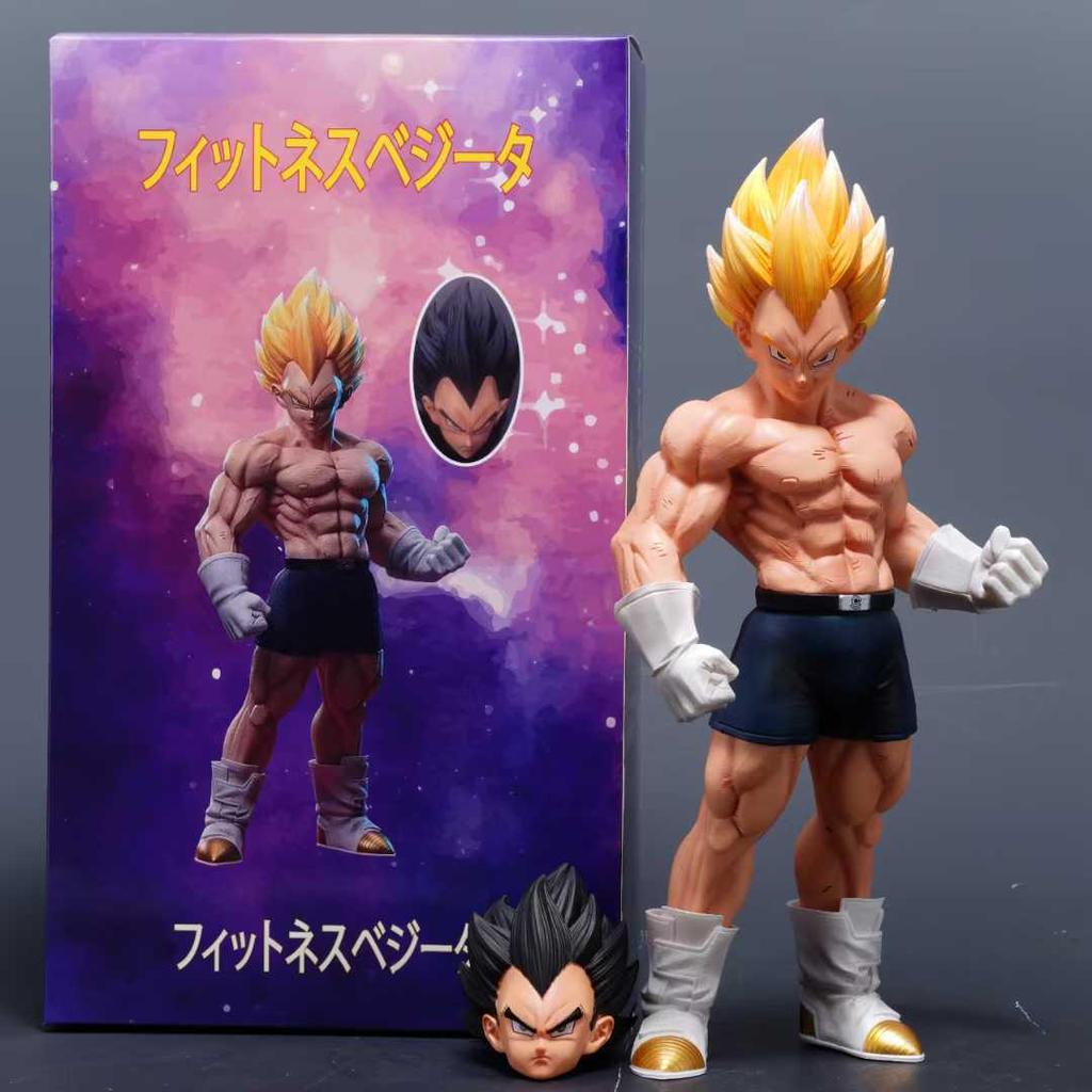 Double Head GK Vegeta Goku Muscle Statue Anime Figure Model