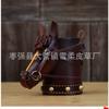 First Layer Cowhide Small Red Horse Pen Holder Desk Ornament Office Desktop Decoration Storage Bucket Home Decoration Gifts