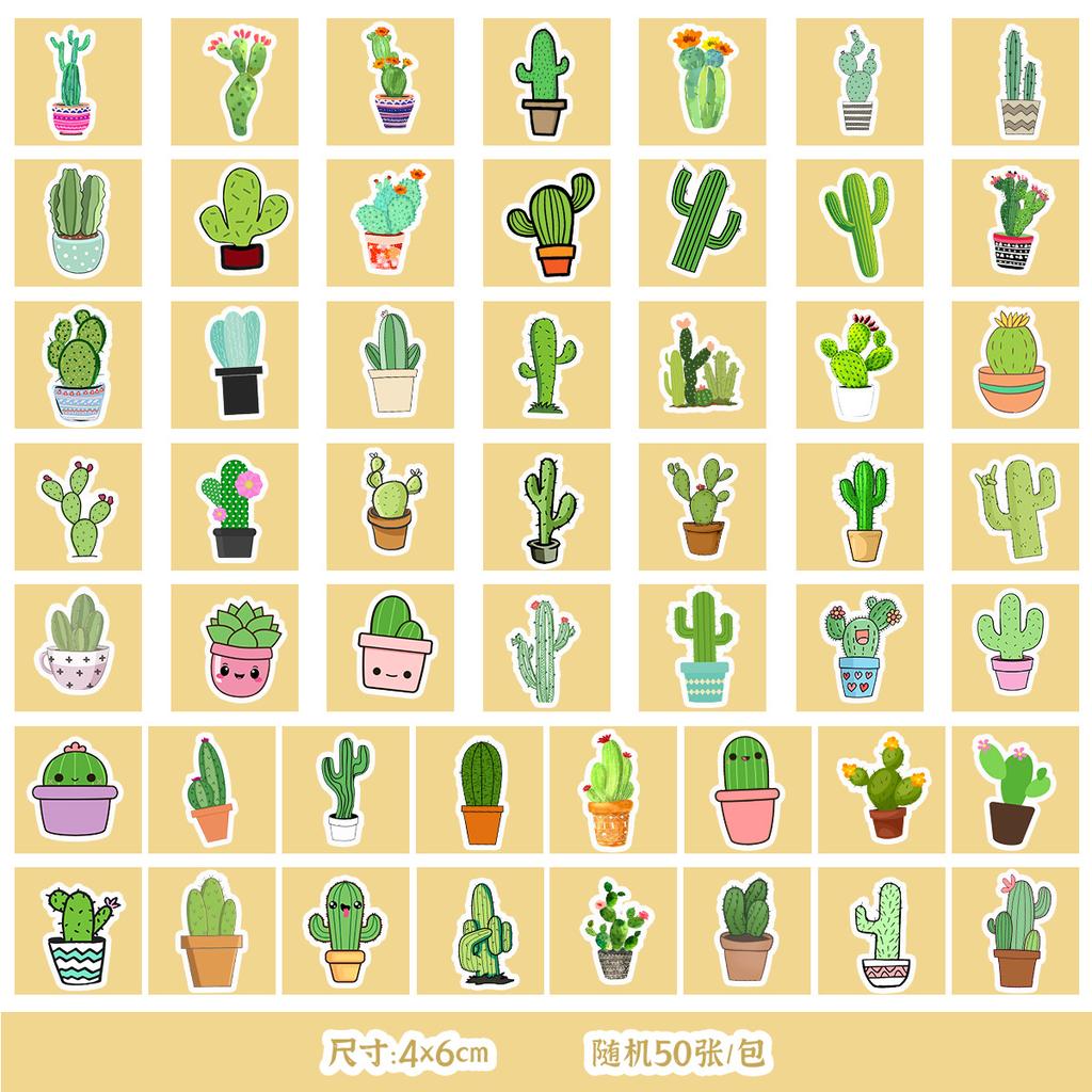 50/100 Cute Style Flowers and Succulent Graffiti Stickers Suitcase Decoration Waterproof Stickers DIY Hand Account Stickers