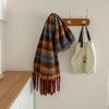 Tonglu Women's Mohair Winter Scarf: Black & White Plaid, High-End, Thick & Warm Neck Warmer